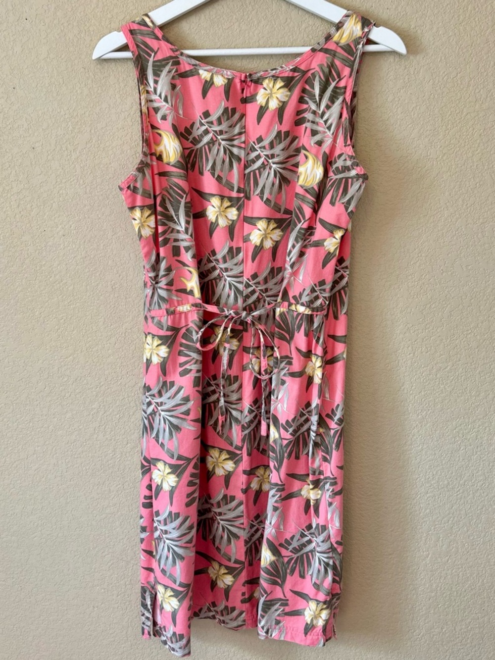 Columbia Pink Tropical Floral Tank Dress with Tie Size Medium-Above Knee - Picture 4 of 7